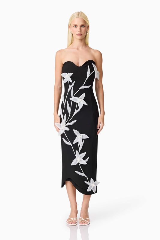 Ilaraia Sweetheart Midi Dress in Black